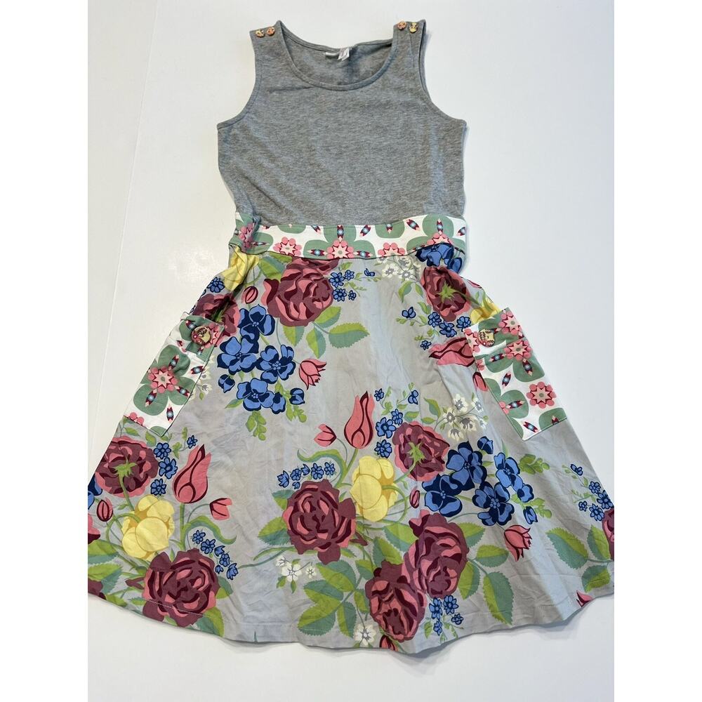 Matilda Jane Happy & Free Ebb & Flow Dress Gray Floral Size 8 Tank